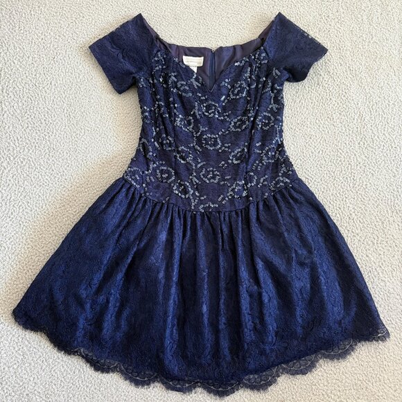 Vintage Scott McClintock Dress Lace Sequin Off Shoulder Party USA 90s - Picture 1 of 11